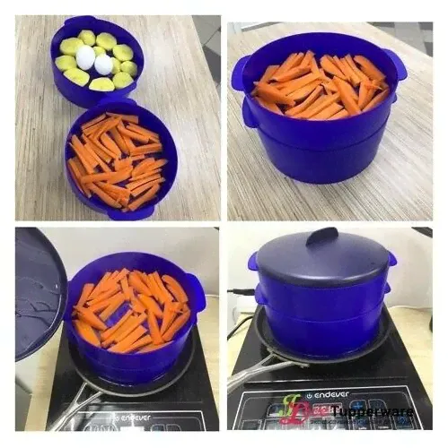 Tupperware Пароварка двухуровневая синяя-0