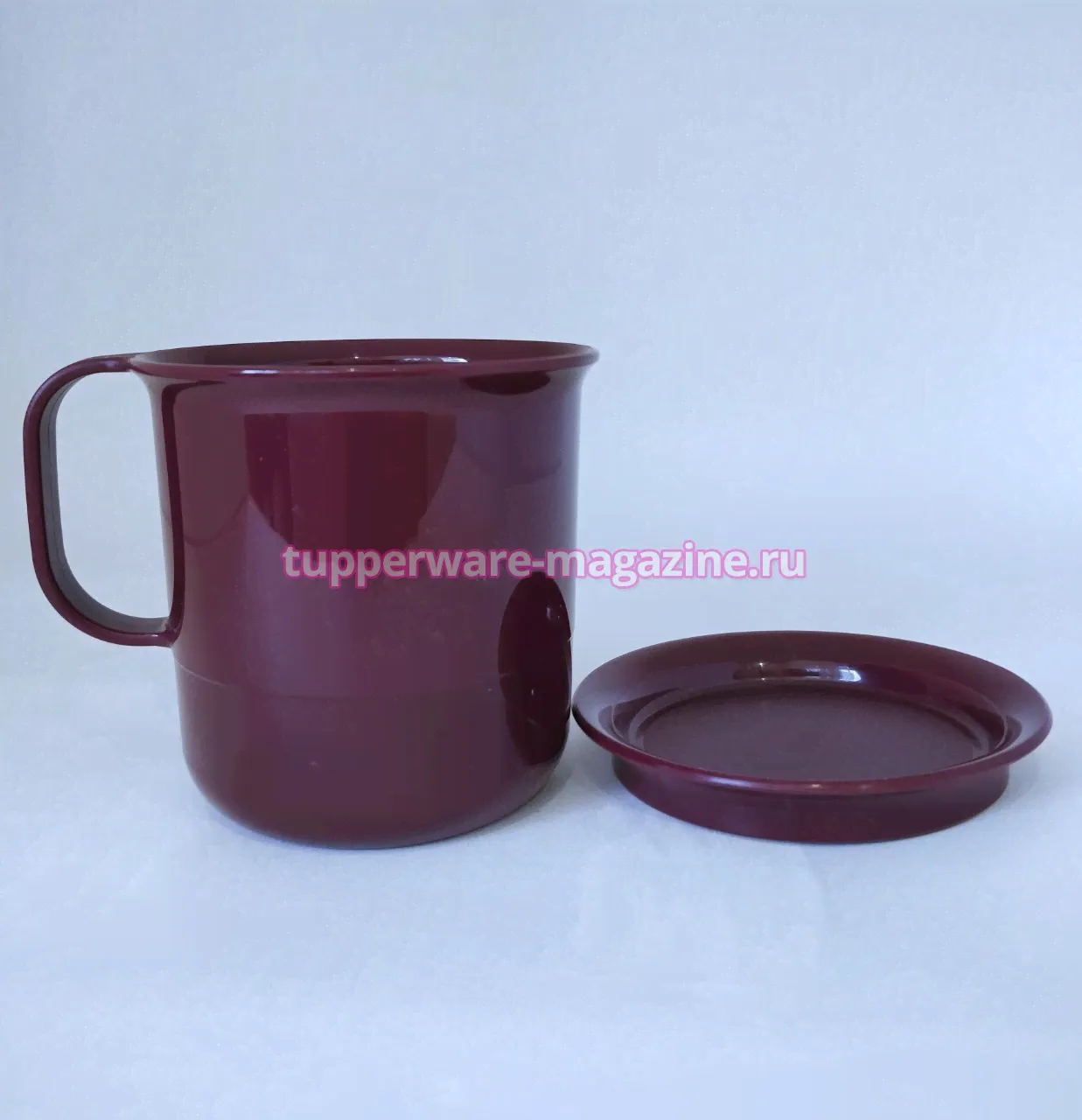 Кружка Tupperware 350 мл в бордовом цвете с крышкой-0