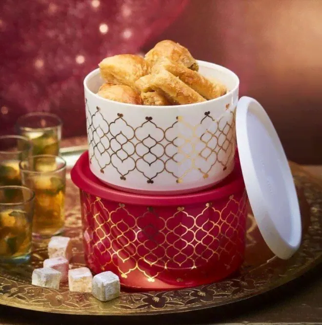 Восточный узор в одно касание 2л 1шт - Tupperware красный-0