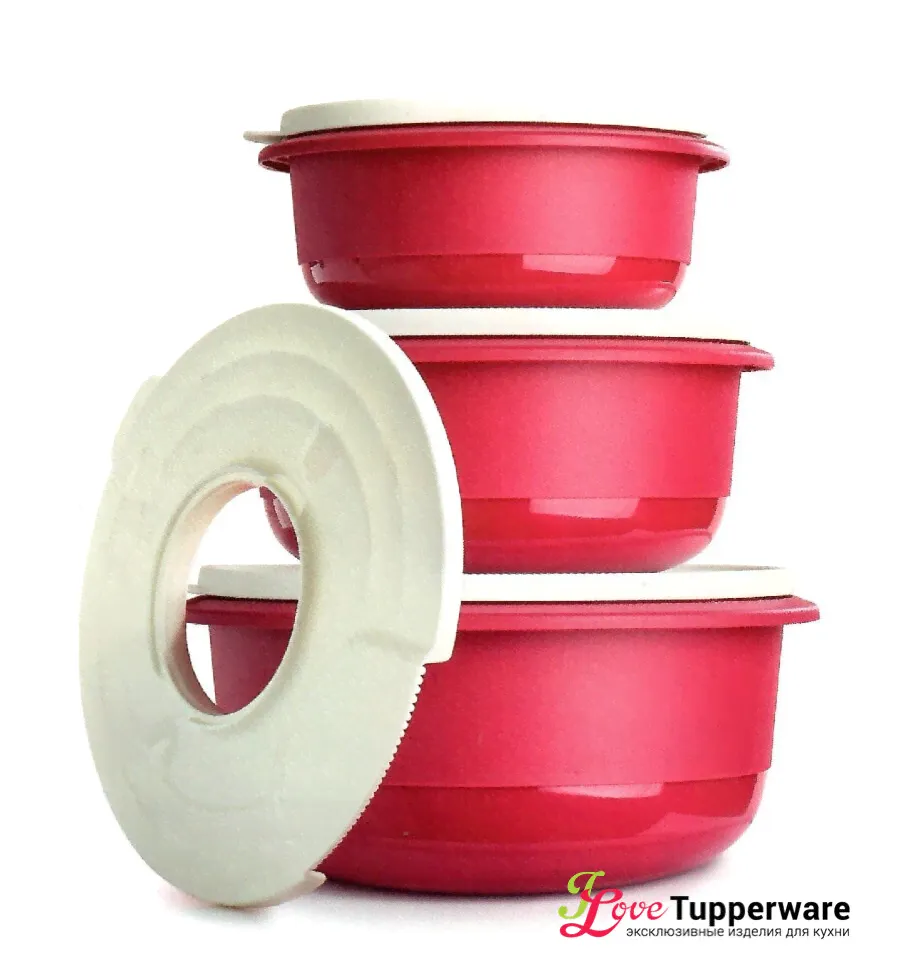 Набор: Замесочные блюда Профи (1.0/2.0/3.5л) с защитной крышкой Tupperware-0