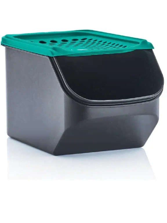 Контейнер для лука, чеснока Tupperware Дыхание 3л Tupperware. Цвет черный, аквамариновый.